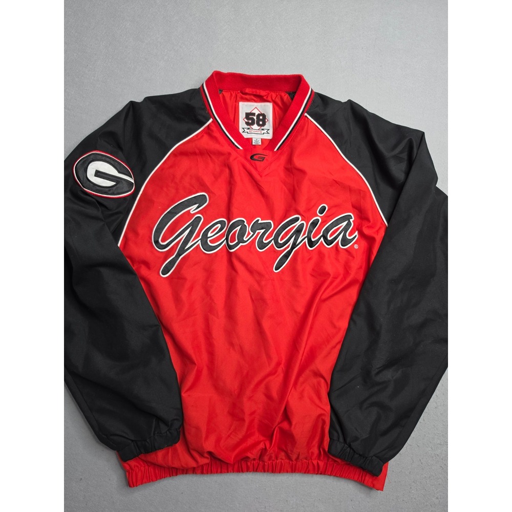 58 Sports G-III Georgia Bulldogs Football Jacket Men's Medium Red Black Side Zip